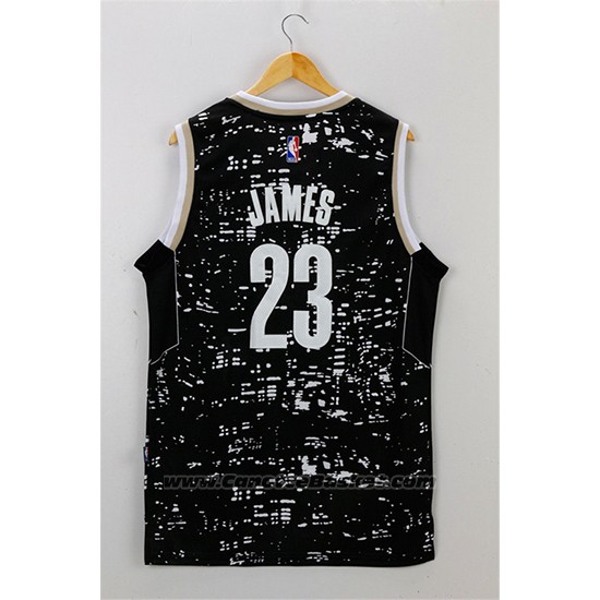 Maglia Luci Della Citta Cleveland Cavaliers LeBron James #23 Nero